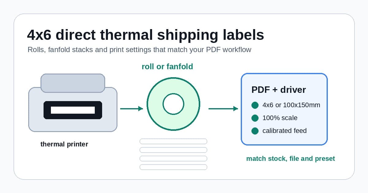 Cover Image for 4x6 direct thermal shipping labels: rolls and settings
